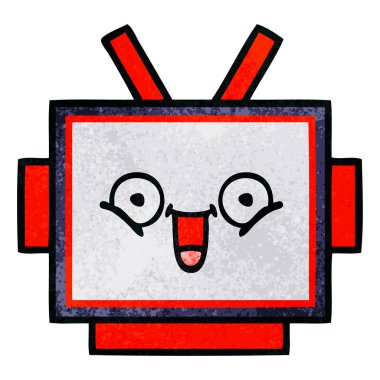 Retro grunge doku çizgi film robot baş