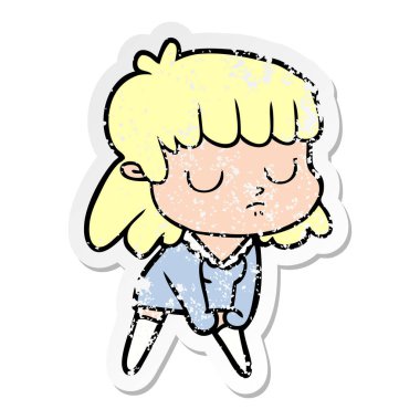 bir çizgi film kayıtsız kadının sıkıntılı etiket