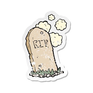 Çizgi Film ürkütücü mezar Retro sıkıntılı etiket