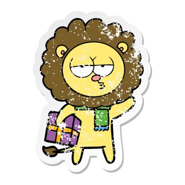 çizgi film Yorgun aslan hediye ile sıkıntılı etiket