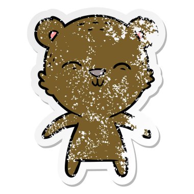 mutlu karikatür ayı sıkıntılı etiket