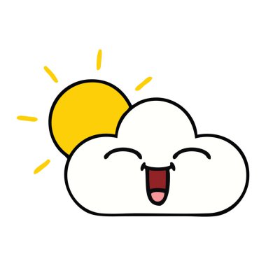 sevimli çizgi güneş ve bulut