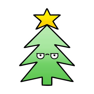 bir Noel ağacı degrade gölgeli karikatür