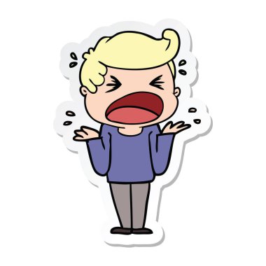 etiket adam bağıran bir karikatür