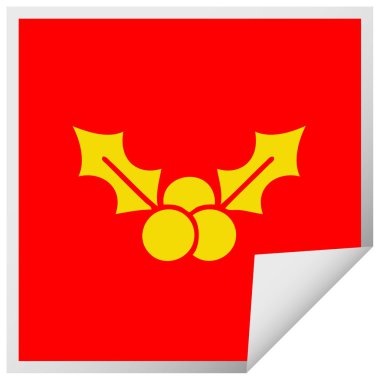 kare etiket soyma karikatür Noel holly