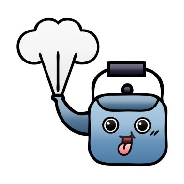 dumanı tüten bir Kettle degrade gölgeli çizgi film