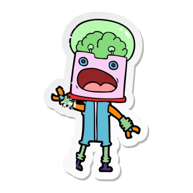 bir çizgi film robot sıkıntılı etiket