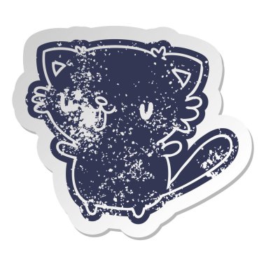 şirin kawaii kedi sıkıntılı eski etiket