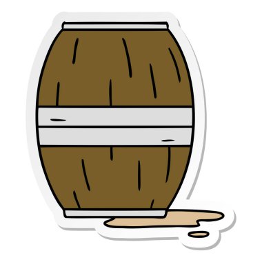 elle çizilmiş etiket karikatür doodle şarap varil 