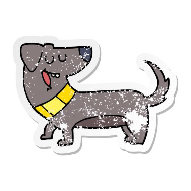 sıkıntılı etiket bir karikatür köpek