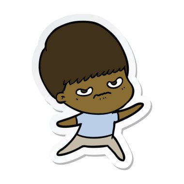 bir çizgi film kızgın çocuk etiket