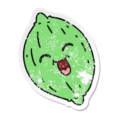 sıkıntılı etiket karikatür mutlu limon