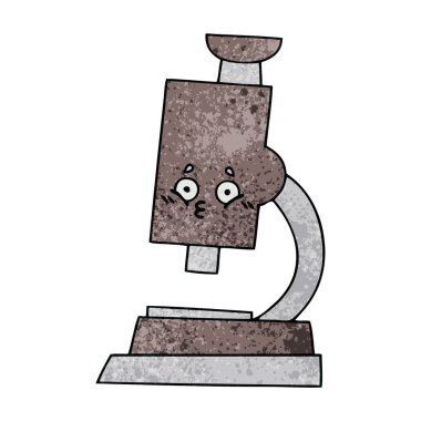 Retro grunge doku karikatür bir mikroskop