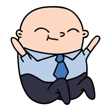 kawaii kel adamın serbest çizilmiş karikatür