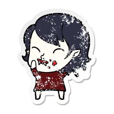 bir çizgi film vampir kızın kanlı yanak sıkıntılı etiket