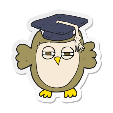 etiket bir karikatür akıllı baykuş