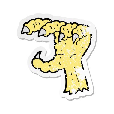 karikatür kuş pençe Retro sıkıntılı etiket