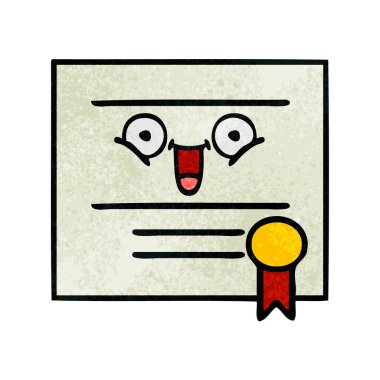 Retro grunge doku karikatür Mezuniyet Diploması