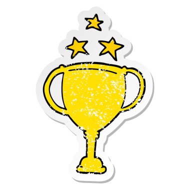 bir çizgi film spor kupa sıkıntılı etiket