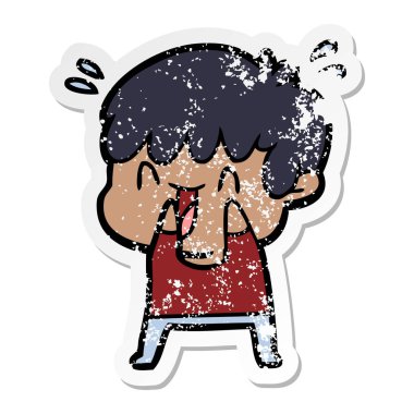 bir çizgi film gülen çocuk sıkıntılı etiket