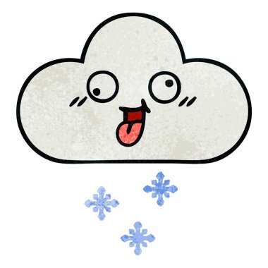 Retro grunge doku çizgi film kar bulut