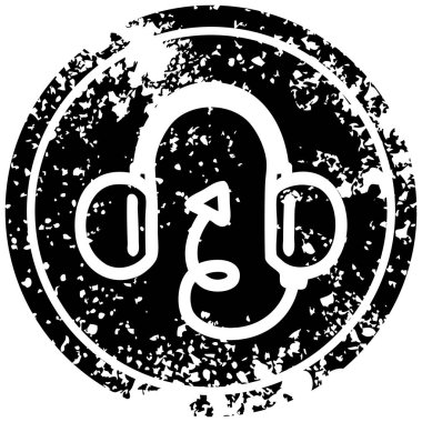 müzik kulaklık şeytan kuyruk sıkıntılı simgesiyle