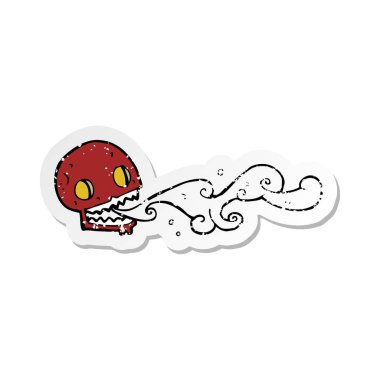 bir çizgi film brüt kafatası Retro sıkıntılı etiket