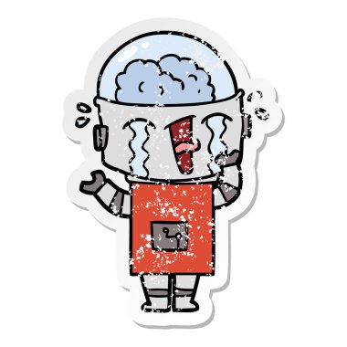 robot ağlıyor bir karikatür sıkıntılı etiket