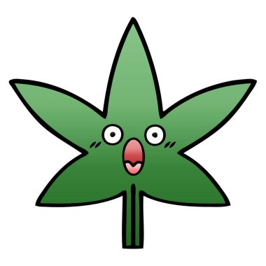 Degrade gölgeli karikatür marihuana yaprağı