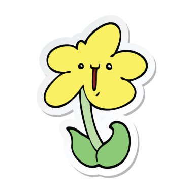 etiket bir karikatür çiçek