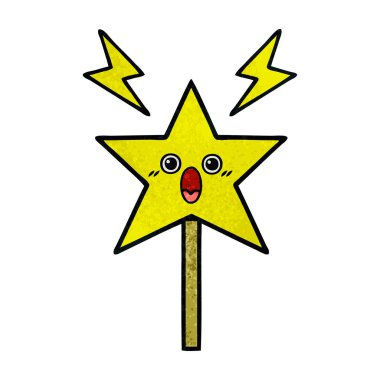 Retro grunge doku çizgi film sihirli değnek