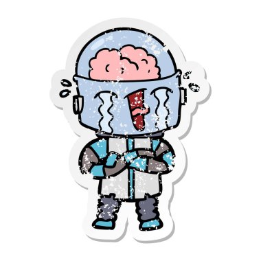 robot ağlıyor bir karikatür sıkıntılı etiket