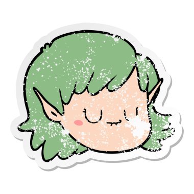 bir çizgi film elf kızın sıkıntılı etiket