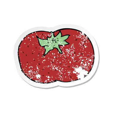 bir çizgi film domates Retro sıkıntılı etiket