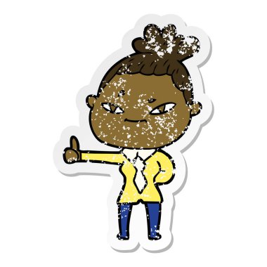 bir çizgi film kadının sıkıntılı etiket