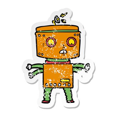 bir çizgi film robot sıkıntılı etiket