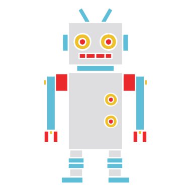 düz renk retro karikatür bir dans eden robot