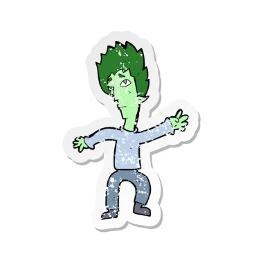 bir çizgi film vampir adamın Retro sıkıntılı etiket