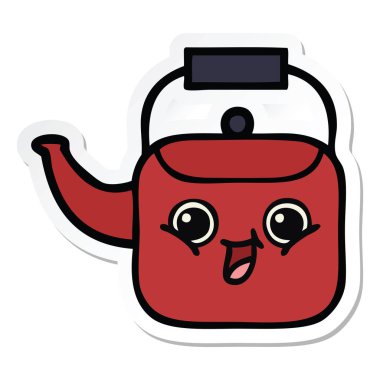 sevimli çizgi Kettle etiket