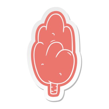 çizgi film etiketi tek yeşil ağaç