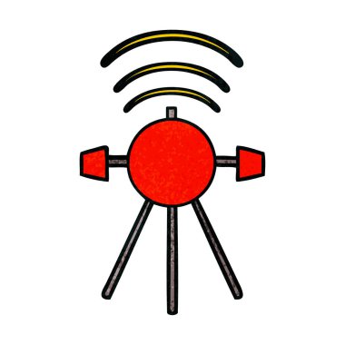 Retro grunge doku karikatür uydu