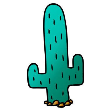 Degrade çizgi film bir kaktüs doodle 