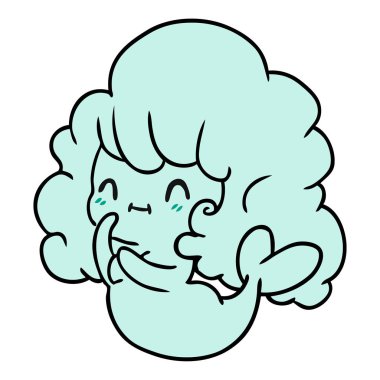 çizgi film illüstrasyon kawaii sevimli hayalet deniz kızı