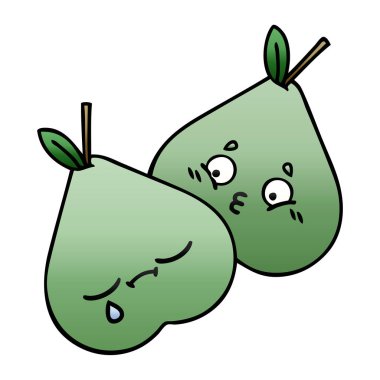 yeşil armut degrade gölgeli karikatür