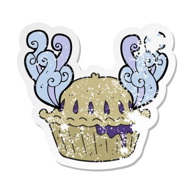 Retro sıkıntılı etiket bir karikatür pastası