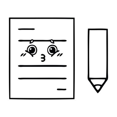 bir test kağıt çizim karikatür