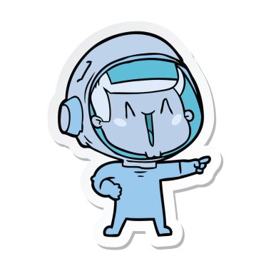 işaret mutlu karikatür astronotun etiket