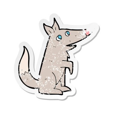 bir çizgi film kurt yavrusu Retro sıkıntılı etiket