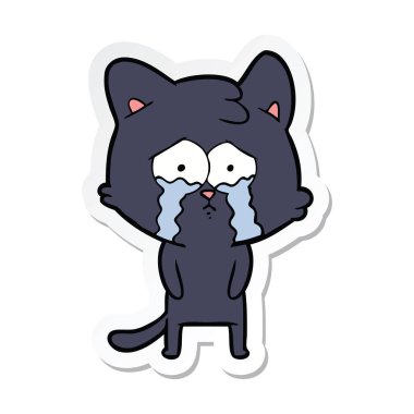 etiket bir karikatür ağlayan kedi