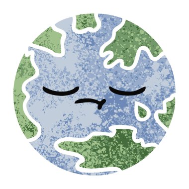 Retro illüstrasyon tarzı çizgi film seyyare yerküre